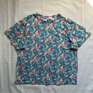 Vintage 90s Just My Size Floral Cotton Shirt/Dress Oversized Womens 4X